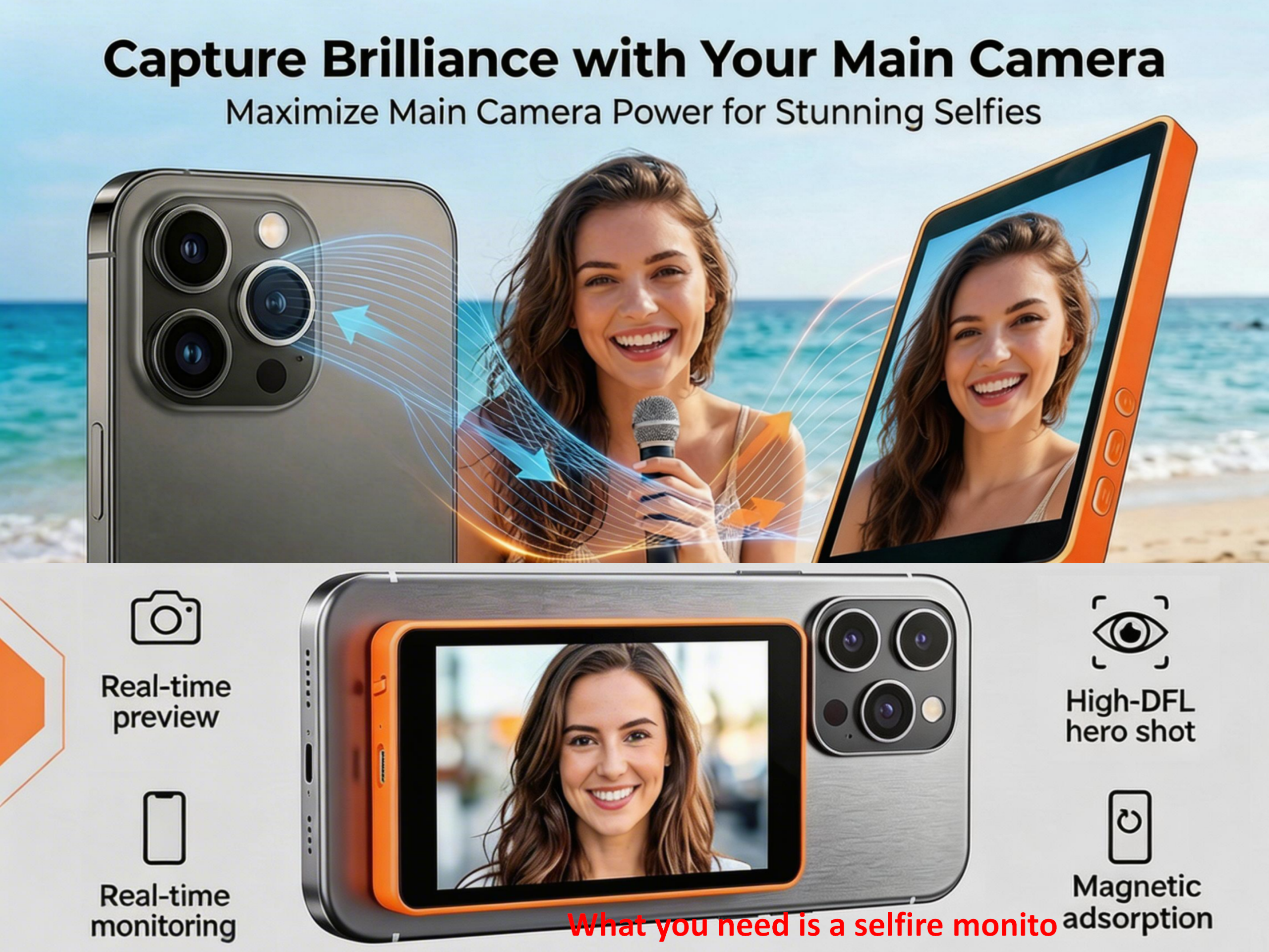 H3PRO Selfie Monitor/Vlog Monitor for smartphone video recording